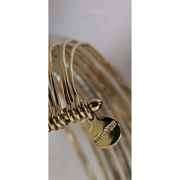 Stella & Dot Silky Soft Gold & Silvertone Adjustable Bangle Cuff Bracelet 7.25" - Picture 5 of 5